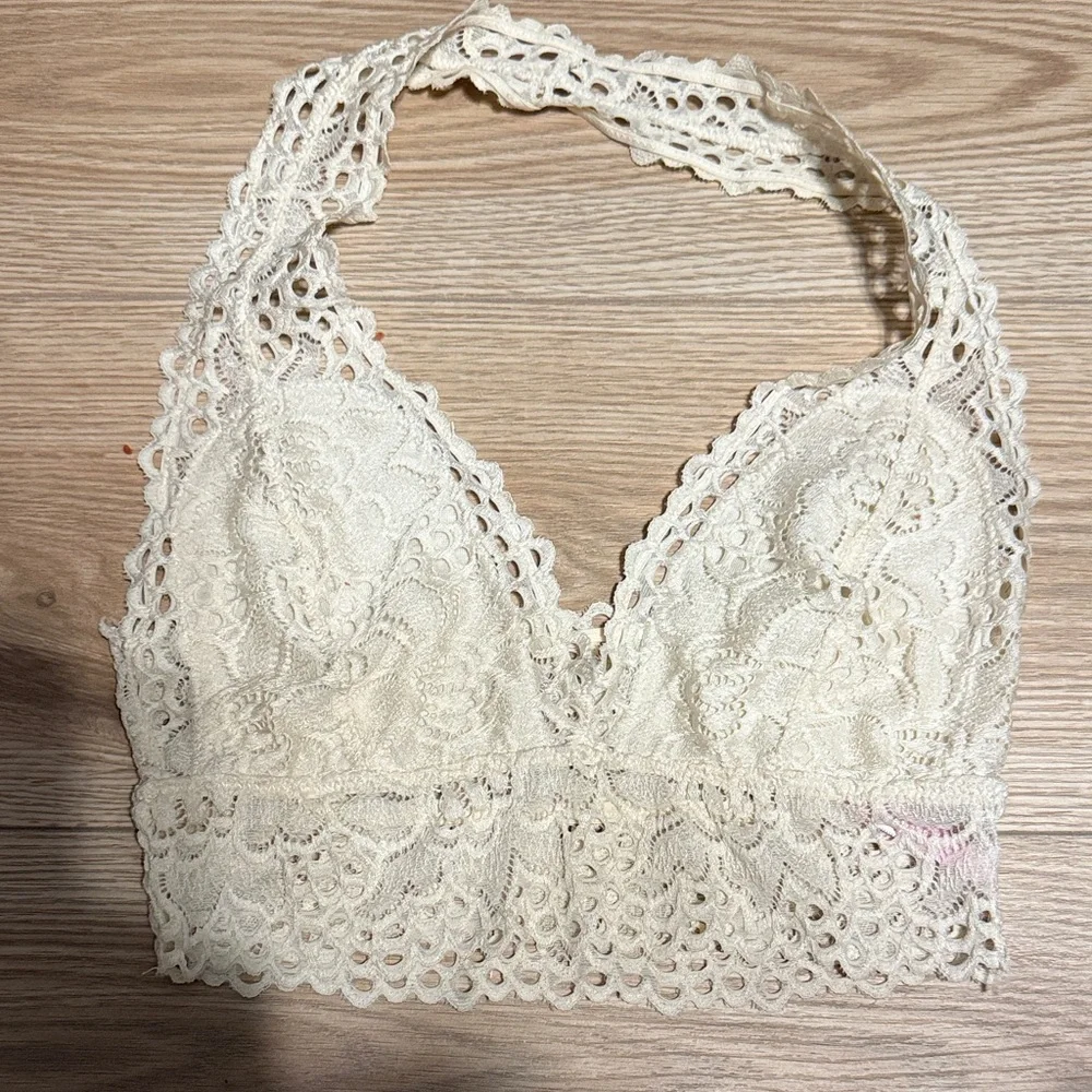 Elegant Lace Halter Bralette - Cream - Picture 1 of 6